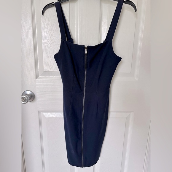 Kingston Blue Asymmetrical Sheath Dress Square Neck Sleeveless - Picture 6 of 7